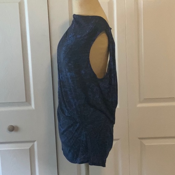 Helmet Lang Sleeveless Low Draped Back Shirt-Black & Blue- L- NWT - Picture 3 of 10